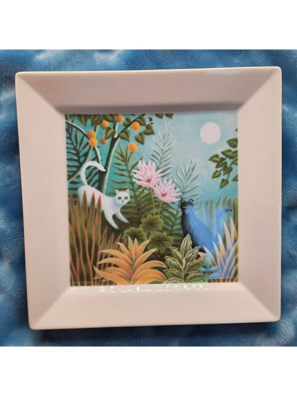 1989 Hallmark Jim Smith Decorative Plate Cats Nature Scene 7.25"x7.25" Ceramic
